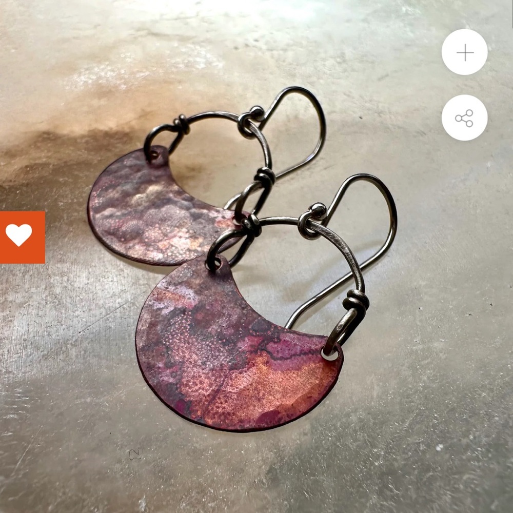 Handcrafted Copper Crescent Earrings